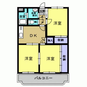 ガーデンヒルズ3DK間取り